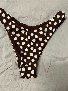 Zulu & Zephyr Brown and White Polka Dot Bikini Bottom